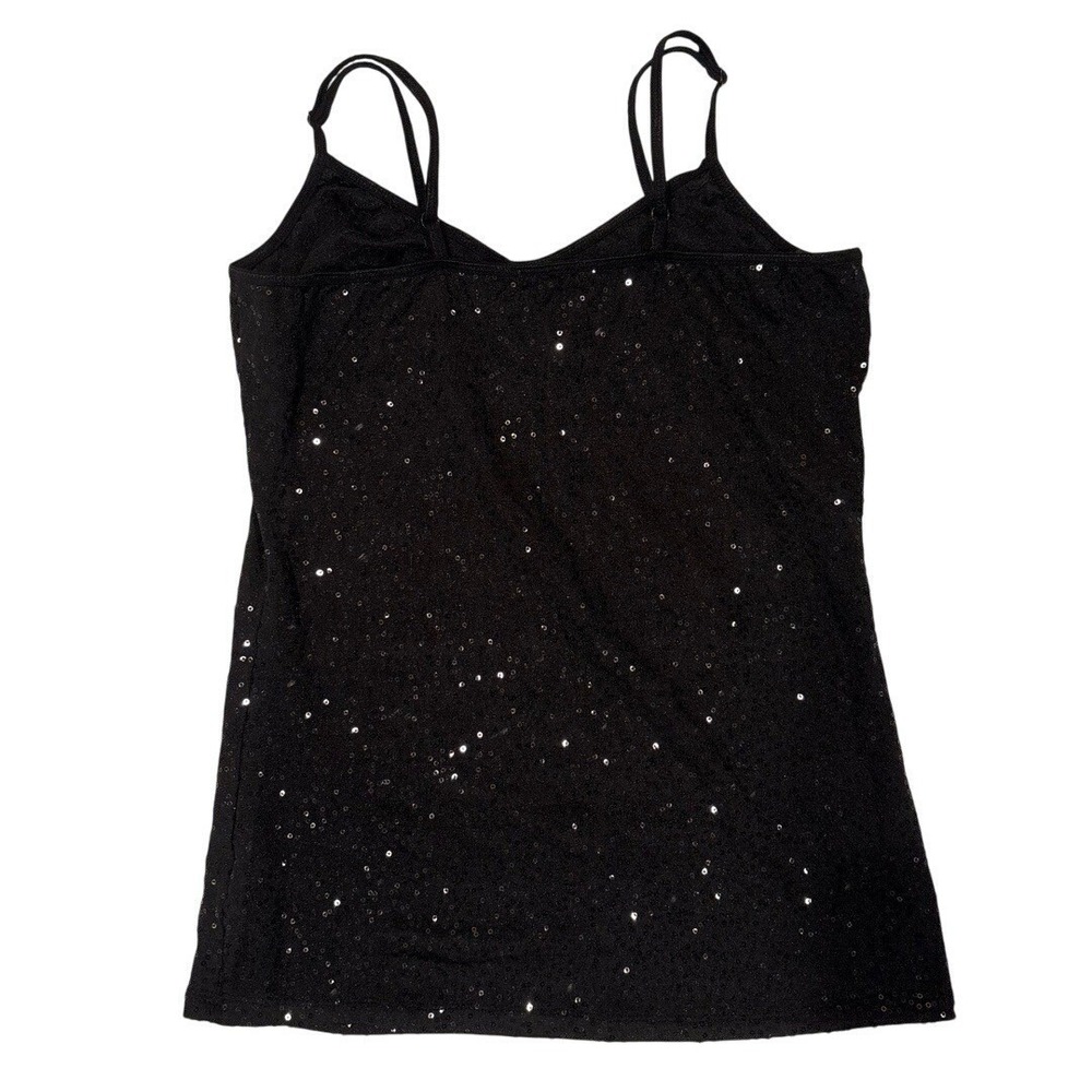 Y2K Black Sequin Cami Top Womens L Clubwear Party Going Out Indie Sleaze - Picture 2 of 8